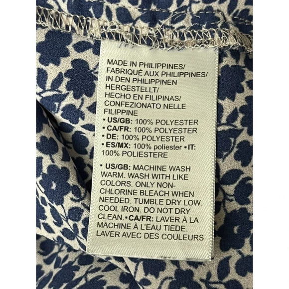 Lark & Ro Blue Floral Blouse Women’s 2 Long Sleeve Career Casual Preppy Modest - Picture 7 of 9